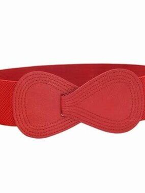 Red Faux Leather and Elastic Retro Stretch Belt – Plus sized